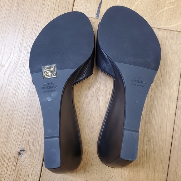 Stuart Weitzman Black Leather Wedges - Picture 2 of 5